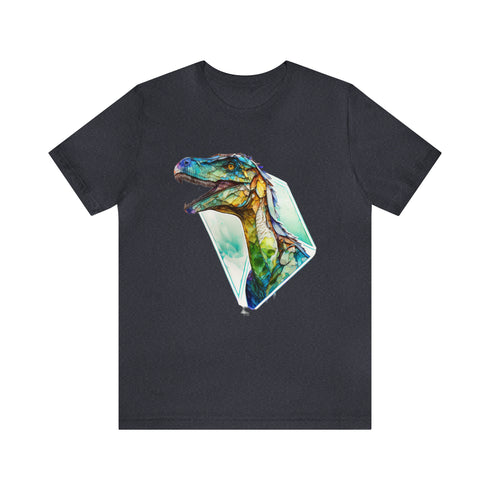 Stained Glass Velociraptor - Short Sleeve Tee Heather Navy